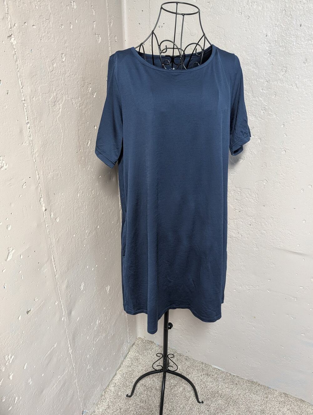 Wool& Blue Merino Wool T-Shirt Shift Dress XL Pockets